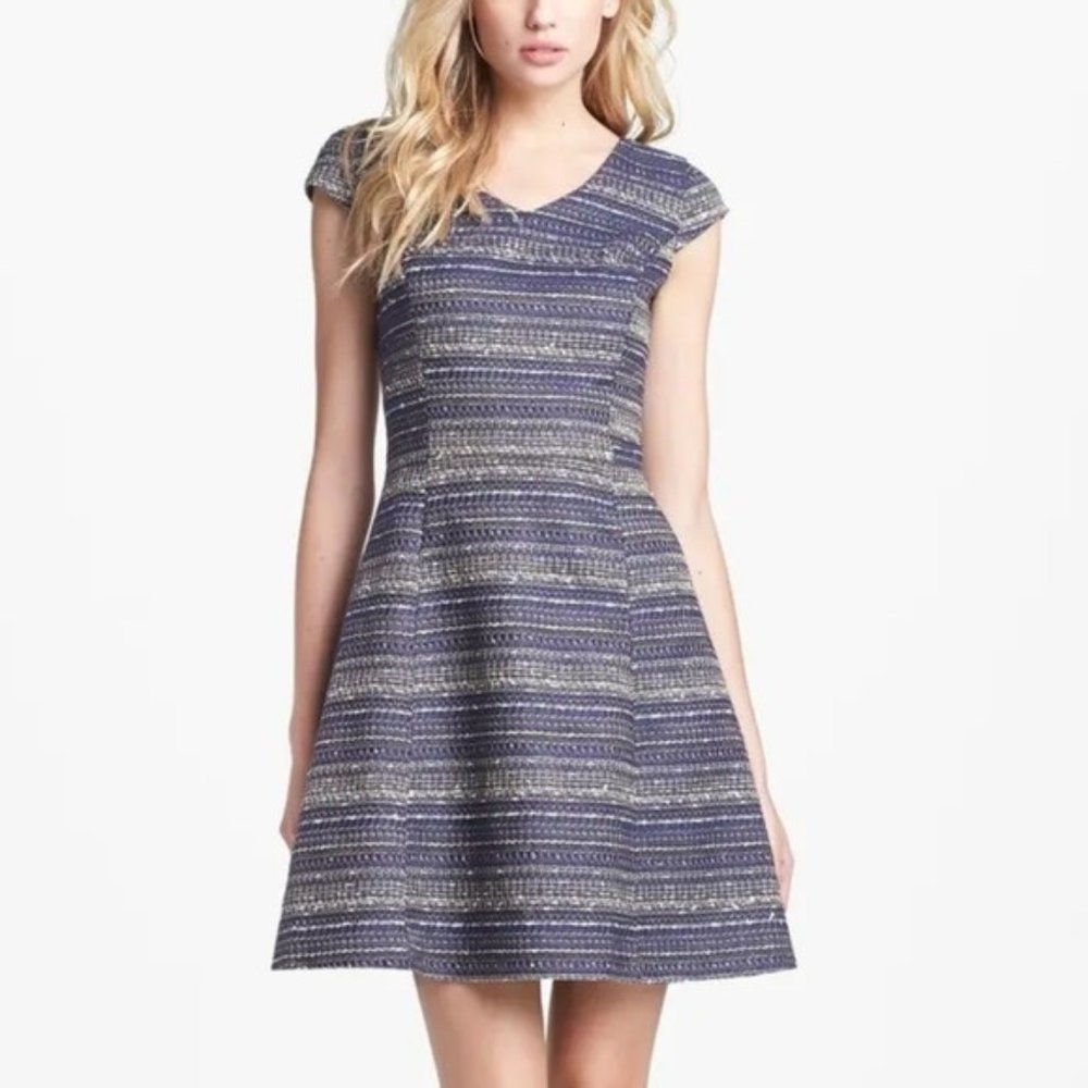 Lilly Pulitzer Womens Ruthy Dress True Navy Metallic Boucle Fit Flare size 2